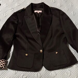 New York & Company Black Blazer with Gold Buttons
